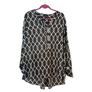 Lane Bryant Womens Top Tunic Blouse Size 18 20 Dark Blue & Light Blue Silky